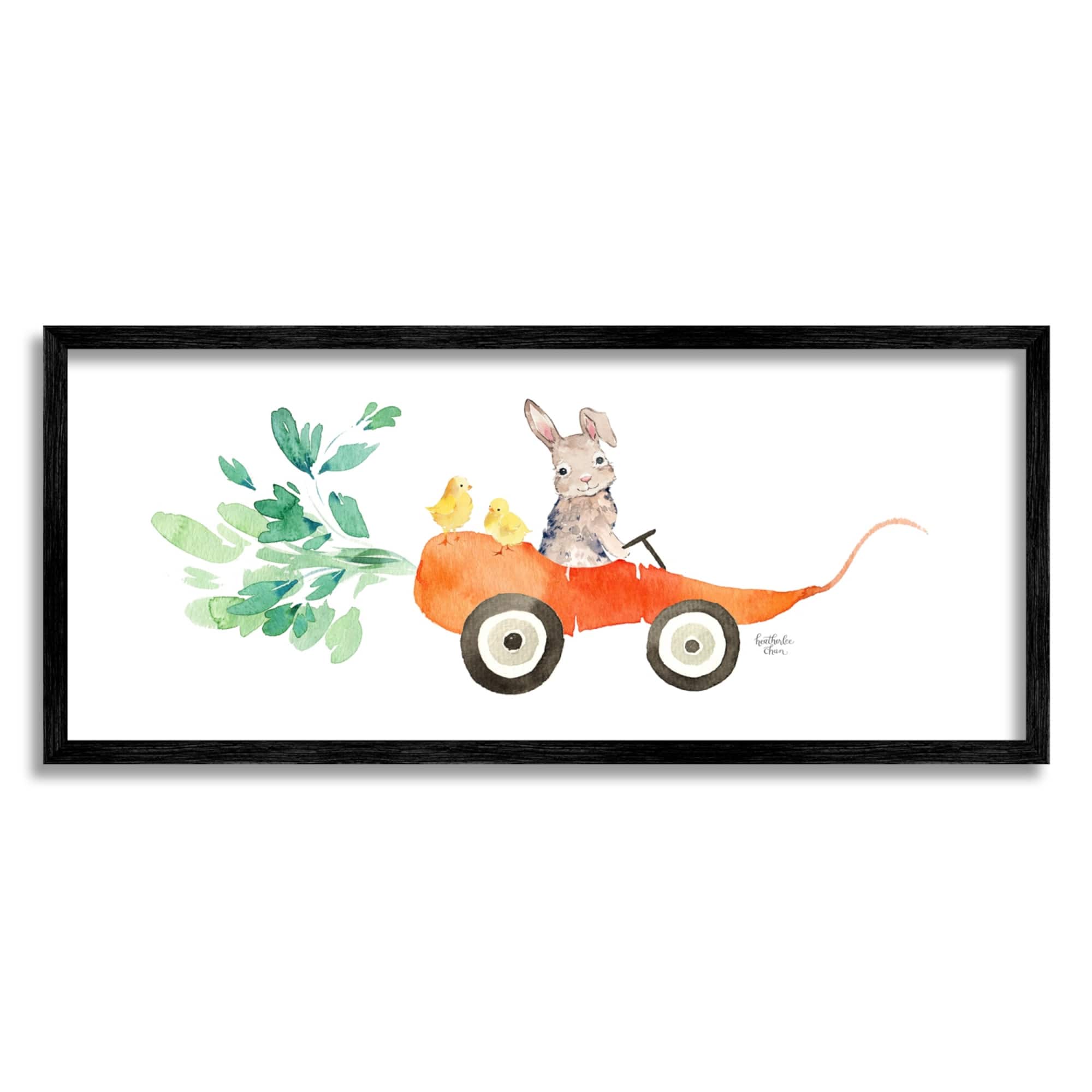 Stupell Industries Spring Rabbit Chicks Riding Seasonal Carrot Wagon Framed Giclee Art
